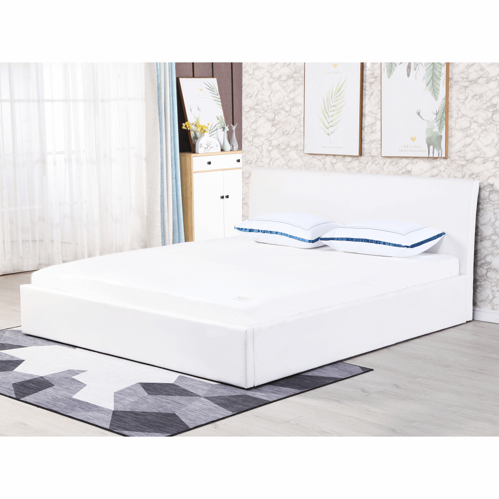 Dupla ágy rakodótérrel, fehér, 16x200, KERALA