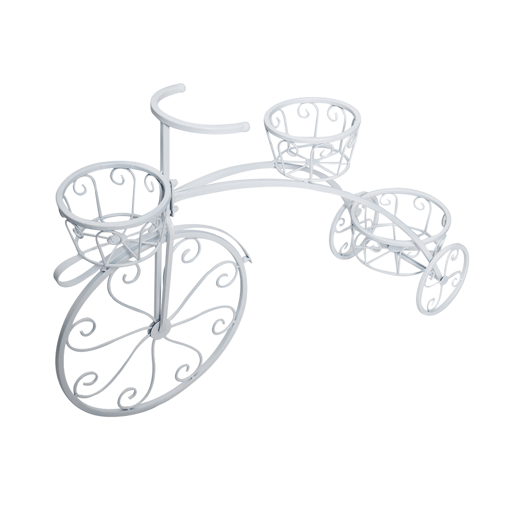Kerékpár alakú RETRO virágcserép, fehér, PAVAR