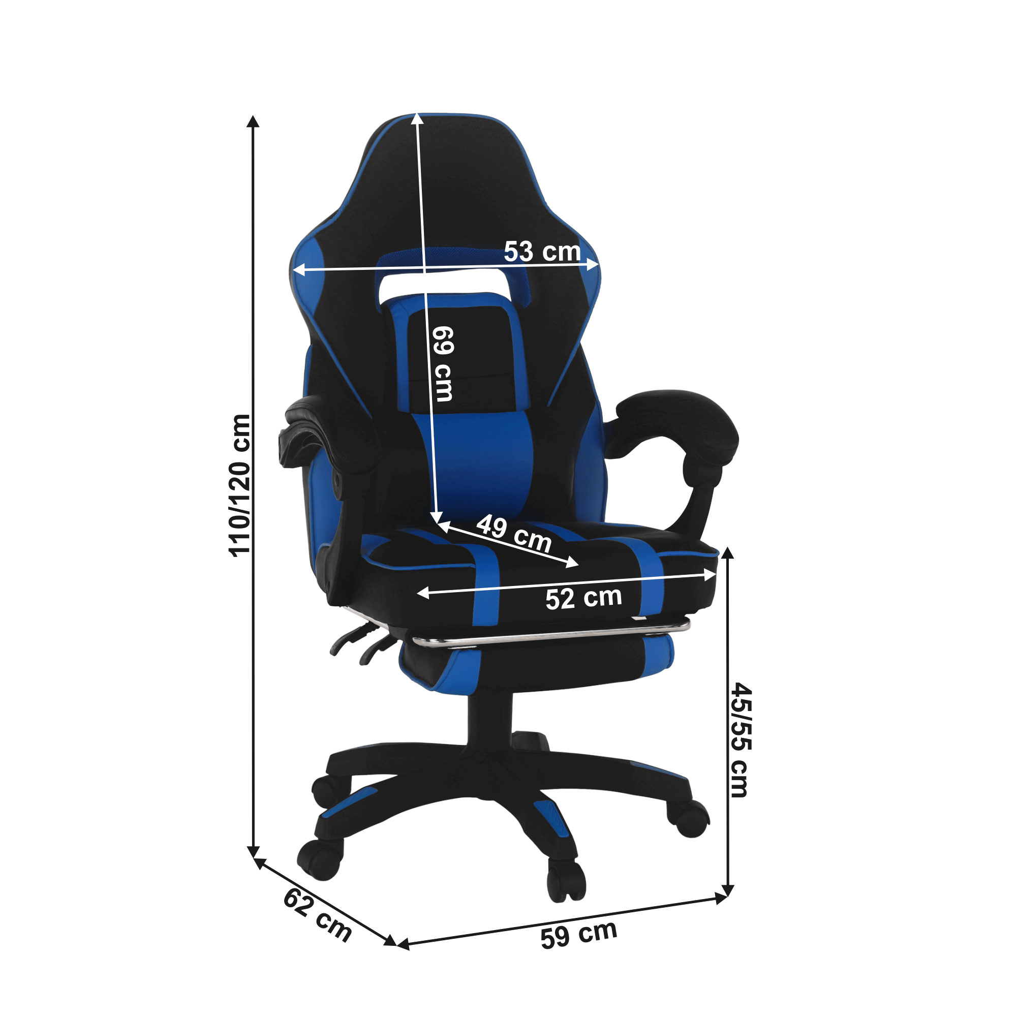 Irodai/gamer szék, kék/fekete, GUNNER