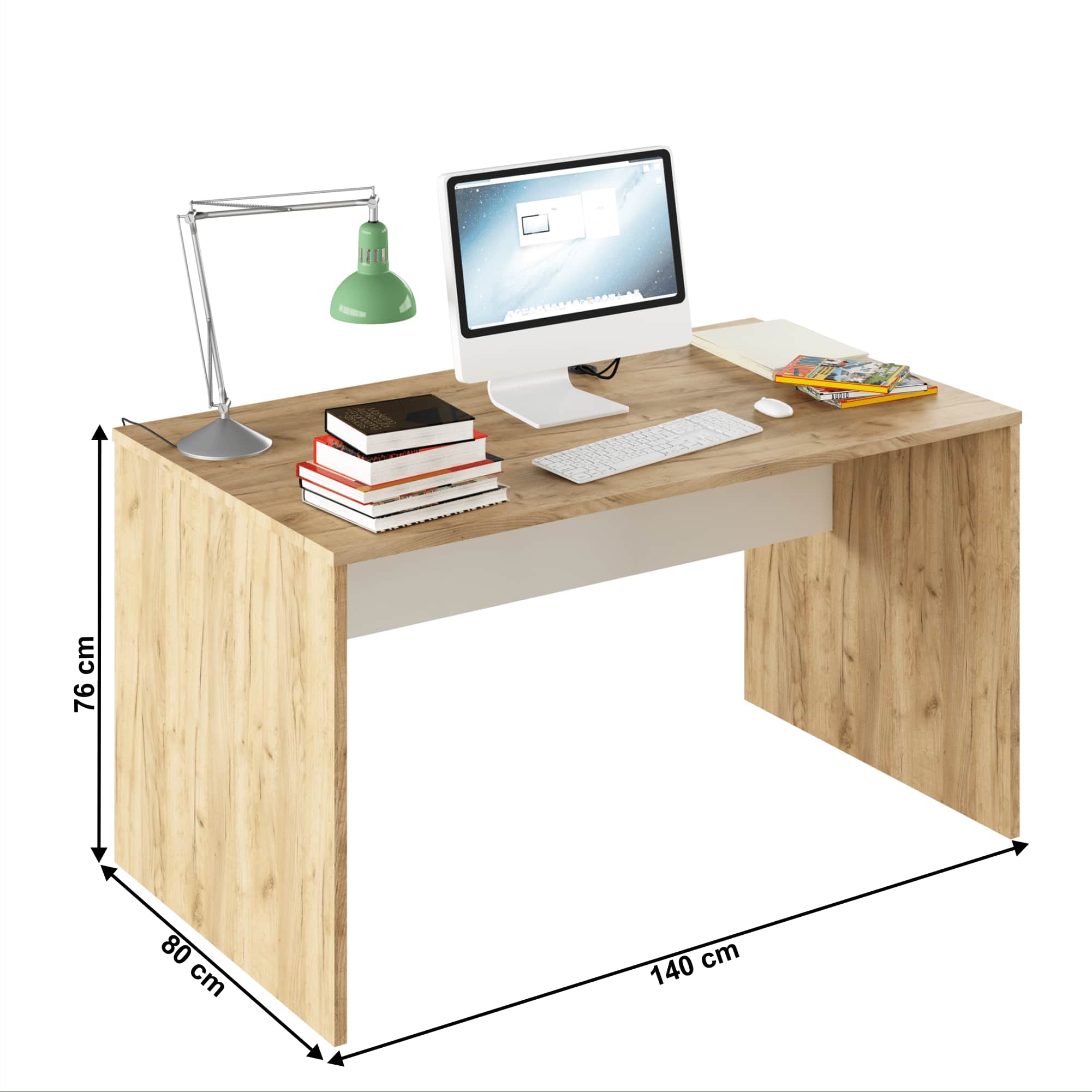 PC asztal, artisan tölgy/fehér, RIOMA TYP 11