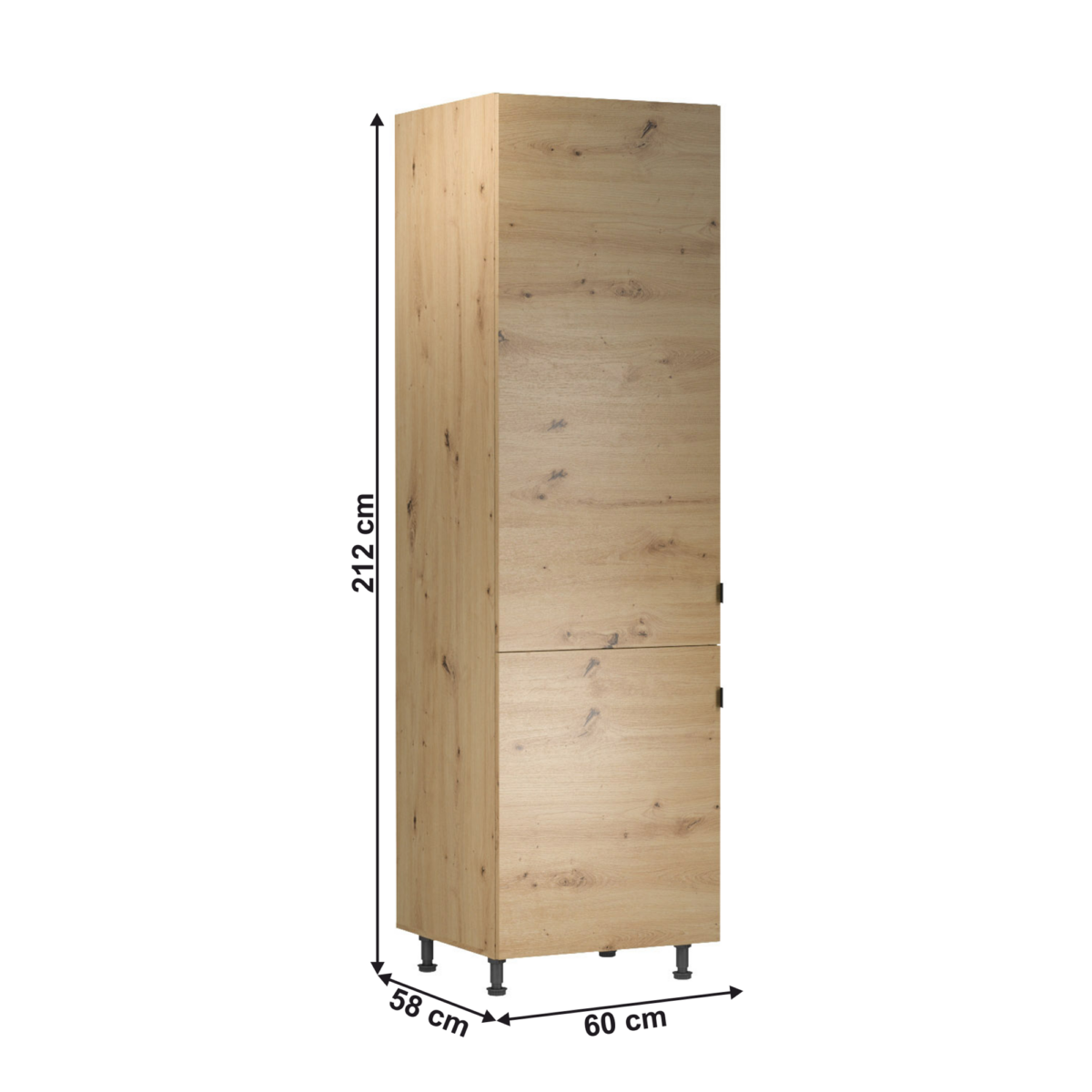 Magas hűtő beépítő szekrény, artisan tölgy, univerzális, LANGEN D60ZL