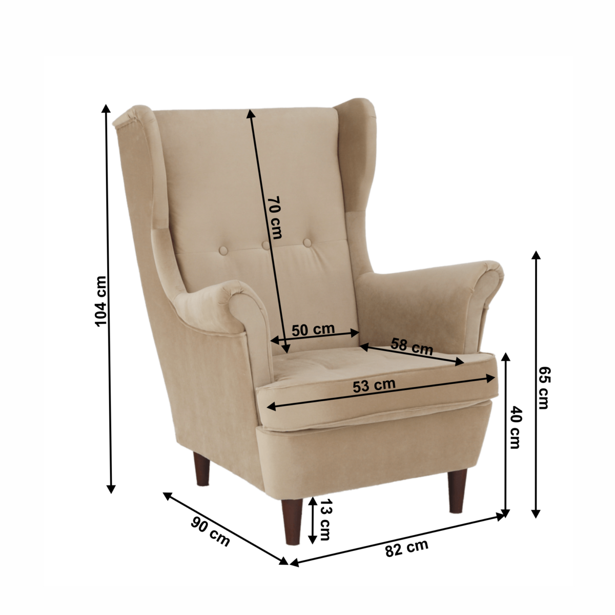Füles fotel, arany-bézs/dió, RUFINO 2 NEW
